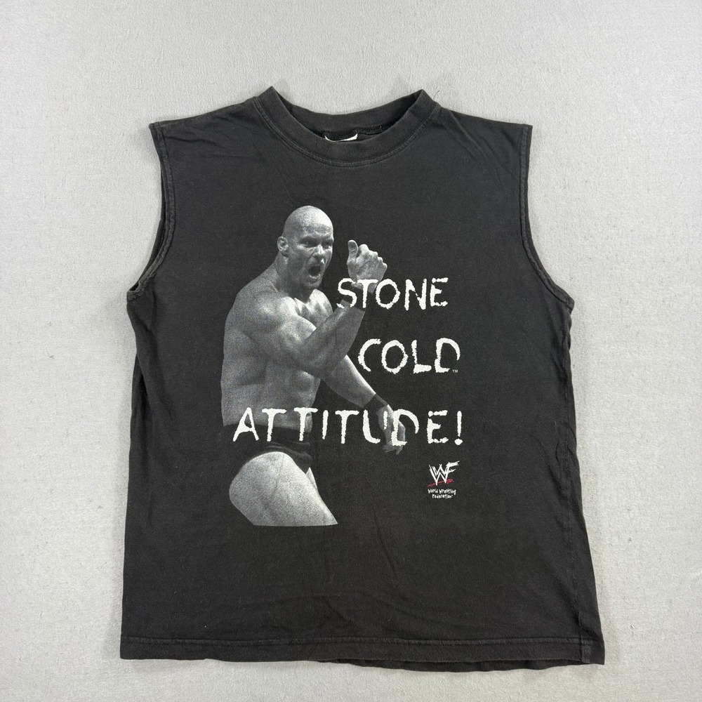 Vintage WWF Stone Cold Steve Austin Sleeveless Shirt Men Small Black Wrestling